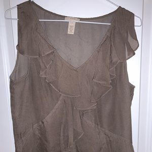 J.Crew sleeveless silk blouse with ruffles